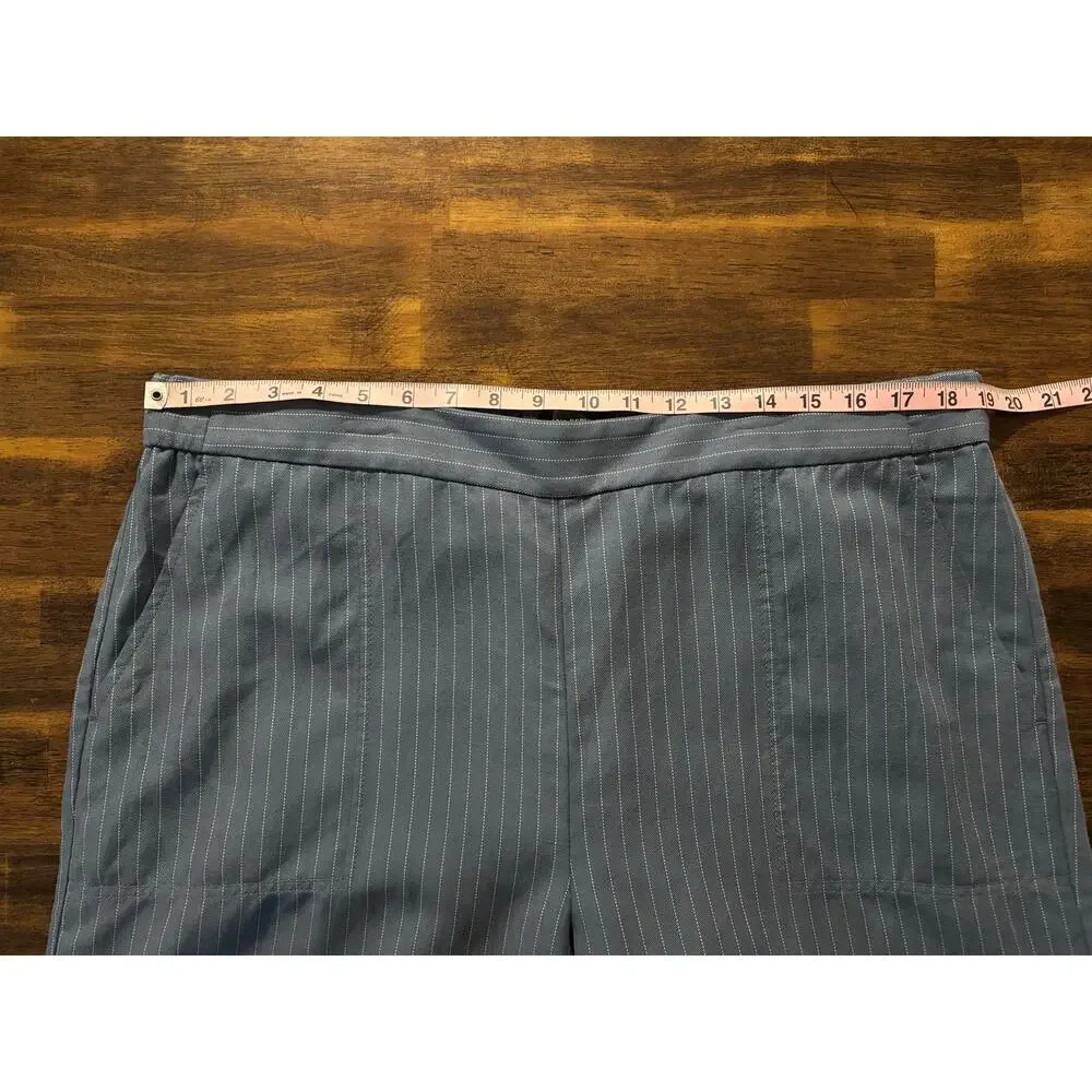 Banana Republic Women’s XL Pants 38 x 30 Wide Leg Trouser Pull On Pinstripe